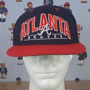 Atlanta Braves Cooperstown Collection block lettering blue & red snapback hat